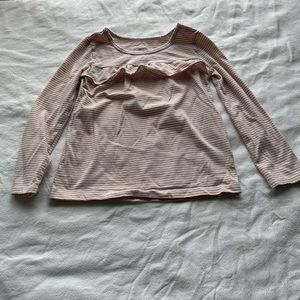 Carter's Toddler 5T/5A Striped Pink Long Sleeve Shirt with Ruffle Detail